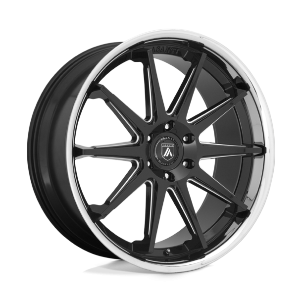 ASANTI ABL-29 EMPEROR Gloss Black Milled w/ Chrome Lip 22X10 6X135 (BS 6.68) CB 87.10