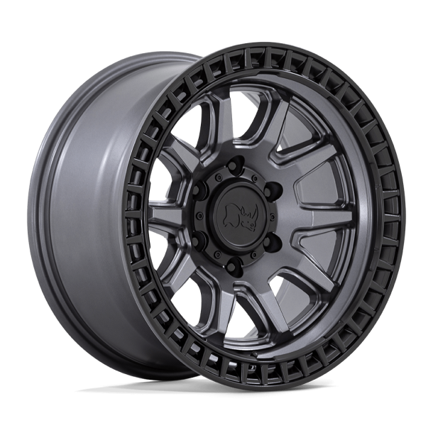 BLACK RHINO CALICO Matte Gunmetal w/ Matte Black Lip 17X8.5 5X114.3 (BS 6.09) CB 72.56