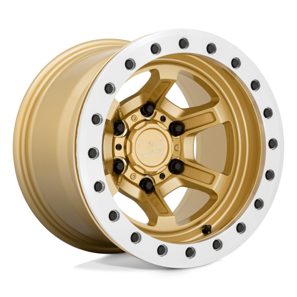 BLACK RHINO OFFSHOOT BEADLOCK Gloss Gold w/ Machined Ring 15X10 6X139.7 (BS 4.00) CB 112.10