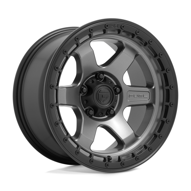 FUEL D752 BLOCK Matte Gunmetal w/ Black Ring 18X9 6X135 (BS 4.53) CB 87.10