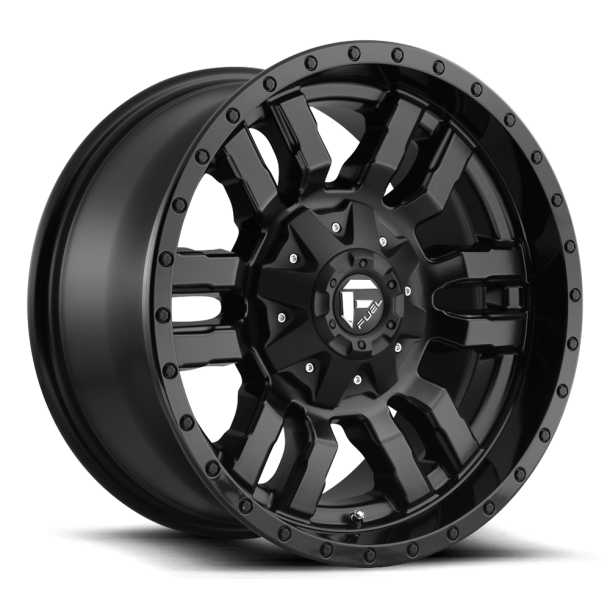 FUEL D596 SLEDGE Matte Black Gloss Black Lip 17X8 6X139.7 (BS 5.88) CB 106.10