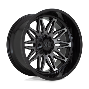 KMC XD XD859 GUNNER Gloss Black Machined w/ Gray Tint 22X12 5X127 (BS 4.77) CB 78.10