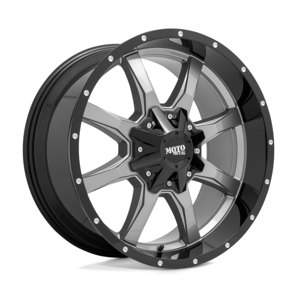 MOTO Metal MO970 Gloss Gray Center Gloss Black Lip 17X8 5X139.7 (BS 4.50) CB 110.10