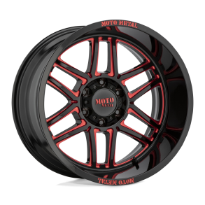 MOTO Metal MO992 FOLSOM Gloss Black Milled w/ Red Tint 20X10 5X127 (BS 4.79) CB 71.50