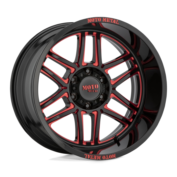 MOTO Metal MO992 FOLSOM Gloss Black Milled w/ Red Tint 20X10 5X127 (BS 4.79) CB 71.50