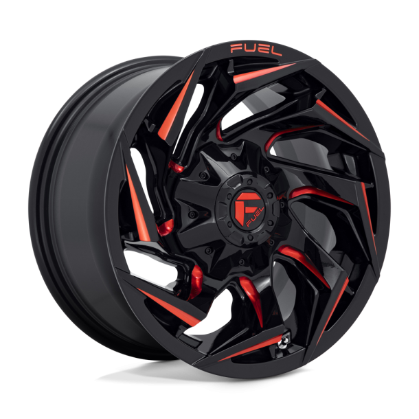 FUEL D755 REACTION Gloss Black Milled w/ Red Tint 15X8 5X114.3 (BS 3.79) CB 72.56