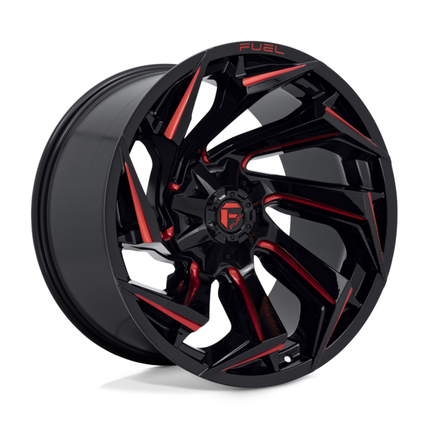 FUEL D755 REACTION Gloss Black Milled w/ Red Tint 22X12 8X165.1 (BS 4.77) CB 125.10