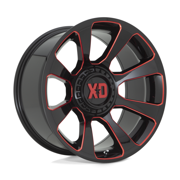 KMC XD XD854 REACTOR Gloss Black Milled w/ Red Tint 20X10 6X135 (BS 4.79) CB 106.10