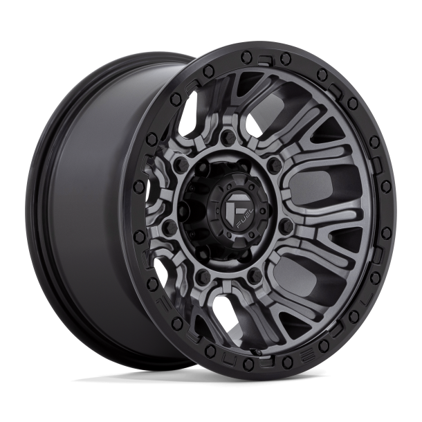 FUEL D825 TRACTION Matte Gunmetal w/ Black Ring 17X9 5X127 (BS 4.53) CB 71.50