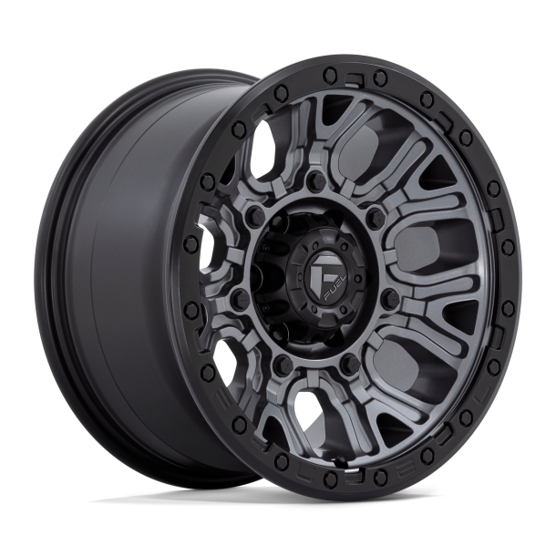 FUEL D825 TRACTION Matte Gunmetal w/ Black Ring 17X9 6X139.7 (BS 5.04) CB 106.10