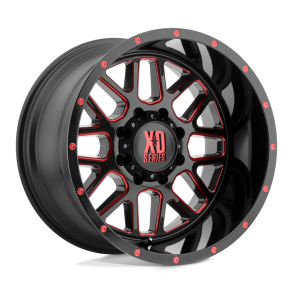 KMC XD XD820 GRENADE Satin  Black Milled w/ Red Clear Coat 18X9 5X127 (BS 4.53) CB 78.10