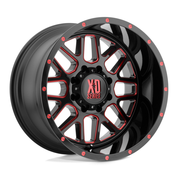 KMC XD XD820 GRENADE Satin  Black Milled w/ Red Clear Coat 18X9 5X127 (BS 4.53) CB 78.10