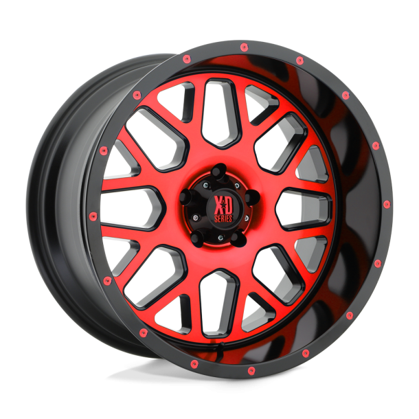 KMC XD XD820 GRENADE Satin Black Machined Face w/ Red Tinted Clear Coat 20X10 5X127 (BS 4.56) CB 78.10