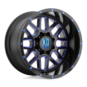 KMC XD XD820 GRENADE Satin  Black Milled w/ Blue Clear Coat 20X9 6X139.7 (BS 5.00) CB 106.10