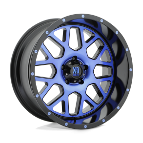 KMC XD XD820 GRENADE Satin Black Machined Face w/ Blue Tinted Clear Coat 20X10 5X127 (BS 4.56) CB 78.10