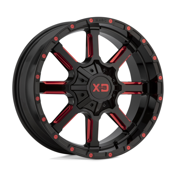 KMC XD XD838 MAMMOTH Gloss Black Milled w/ Red Tint Clear Coat 20X10 5X127 (BS 4.79) CB 78.10