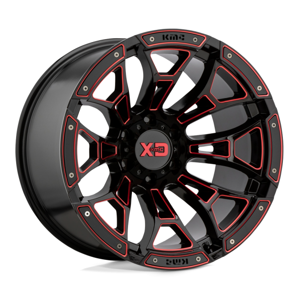 KMC XD XD841 BONEYARD Gloss Black Milled w/ Red Tint 20X10 5X127 (BS 4.79) CB 71.50