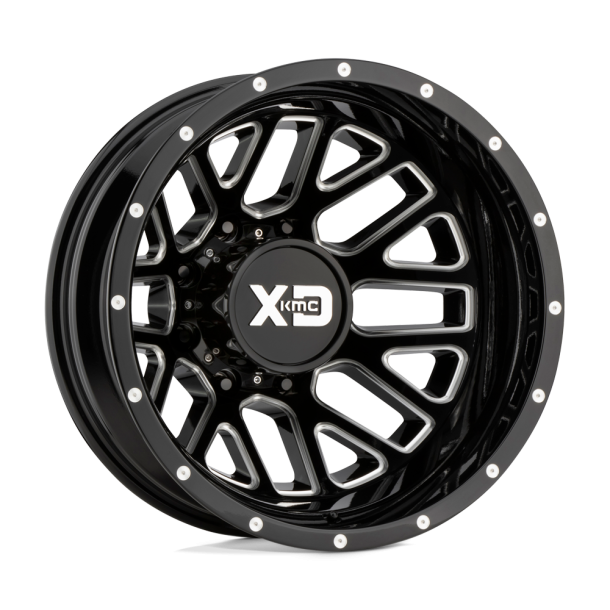 KMC XD XD843 GRENADE DUALLY Gloss Black Milled - Rear 17X6.5 8X165.1 (BS -1.76) CB 125.10