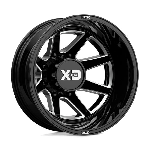 KMC XD XD845 PIKE DUALLY Gloss Black Milled - Rear 20X8.25 8X165.1 (BS -3.84) CB 121.50