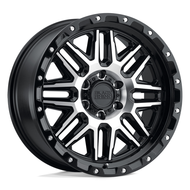 BLACK RHINO ALAMO Gloss Black w/ Machined Face & Stainless Bolts 17X9 5X127 (BS 4.29) CB 71.50