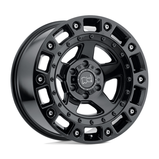 BLACK RHINO CINCO Gloss Black w/ Stainless Bolt 17X9.5 5X127 (BS 4.54) CB 71.50