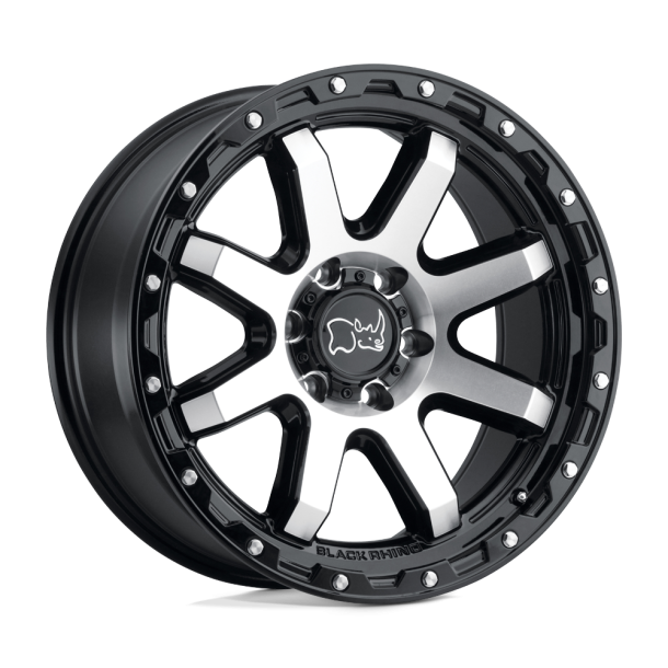 BLACK RHINO COYOTE Gloss Black w/ Machined Face & Stainless Bolts 17X9 5X139.7 (BS 5.08) CB 78.10