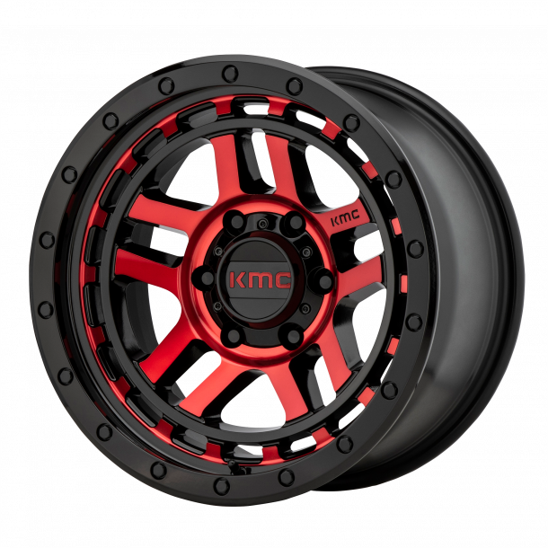 KMC KM540 RECON Gloss Black Machined With Red Tint 8.5x17 , ET=18, BS=5.46, 6x139.7