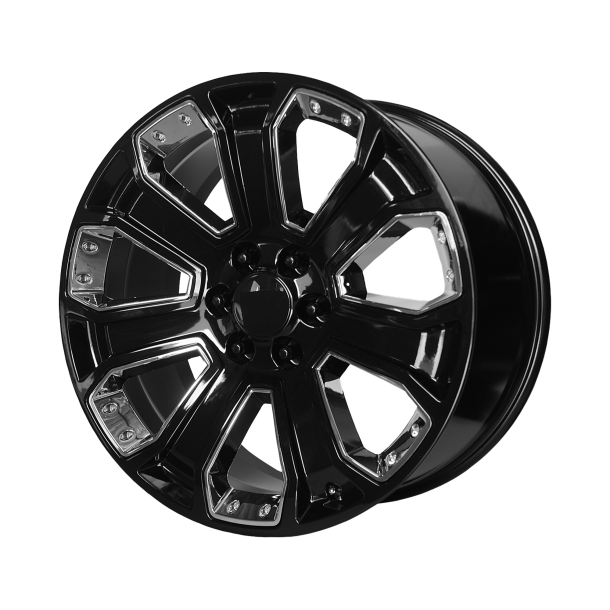 PERFORMANCE REPLICAS PR113 Gloss Black With Chrome Accents 9x20 6X139.7 ET 24 (BS 5.94) CB 78.1