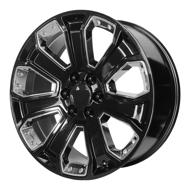 PERFORMANCE REPLICAS PR162 Gloss Black With Chrome Accents 9x22 6X139.7 ET 24 (BS 5.94) CB 78.1