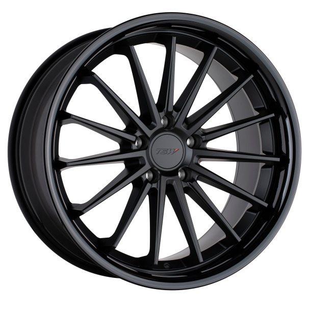 TSW MARINA Matte Black W/ Gloss Black Lip 8.5x18 5X114.3 ET 20 (BS 5.54) CB 76.1