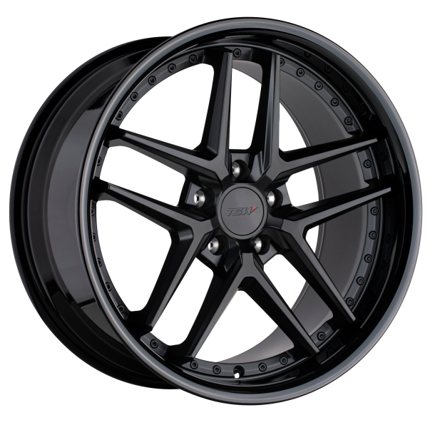 TSW PREMIO Matte Black W/ Gloss Black Lip 8.5x19 5X114.3 ET 20 (BS 5.54) CB 76.1