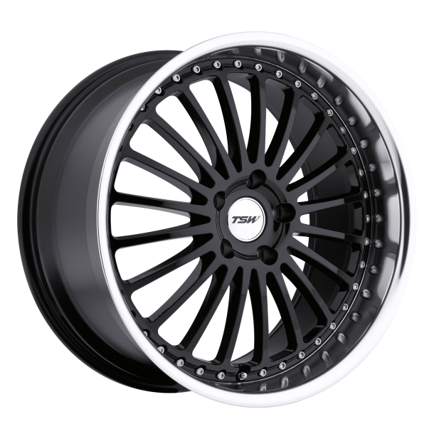 TSW SILVERSTONE Gloss Black W/ Mirror Cut Lip 8x17 5X108 ET 40, (BS 6.07), CB 72.10