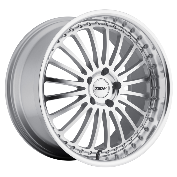 TSW SILVERSTONE Silver W/ Mirror Cut Face & Lip 8x17 5X114.3 ET 40 (BS 6.07) CB 76.1