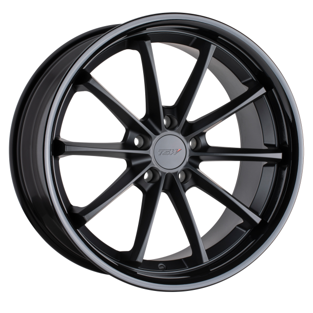 TSW SWEEP Matte Black W/ Gloss Black Lip 8.5x18 5X114.3 ET 30 (BS 5.93) CB 76.1