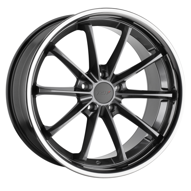 TSW SWEEP Gloss Gunmetal W/ Stainless Lip 8.5x18 5X114.3 ET 30 (BS 5.93) CB 76.1