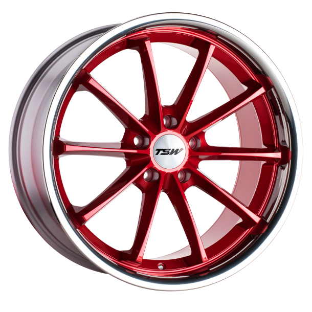 TSW SWEEP Candy Red W/ Stainless Lip 8.5x18 5X114.3 ET 40 (BS 6.32) CB 76.1