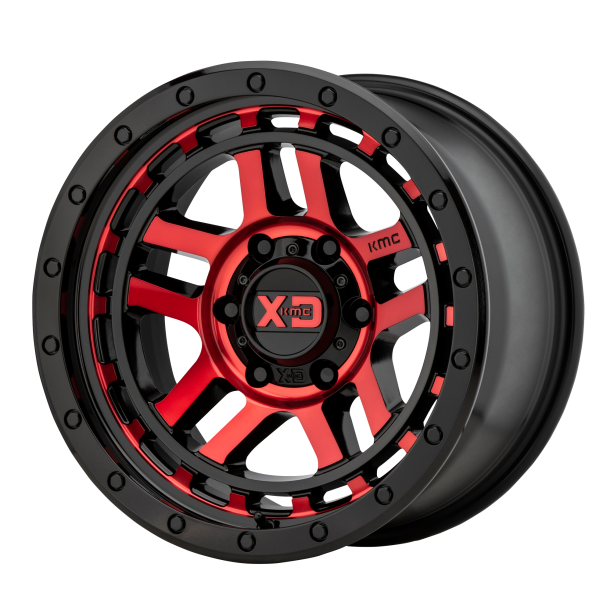 KMC XD XD140 RECON Gloss Black Machined w/ Red Tint 17X8.5 6X139.7 (BS 5.46) CB 106.10