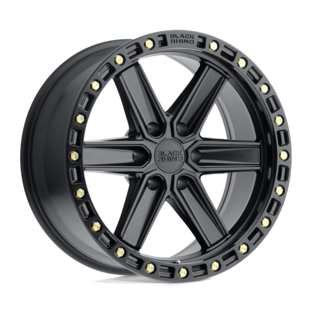 BLACK RHINO HENDERSON Matte Black w/ Brass Bolts 17X9 6X135 (BS 5.00) CB 87.10