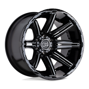 BLACK RHINO RAMPAGE Gloss Black w/ Mirror Cut Face & Translucent Clear 20X12 5X127 (BS 4.77) CB 71.50
