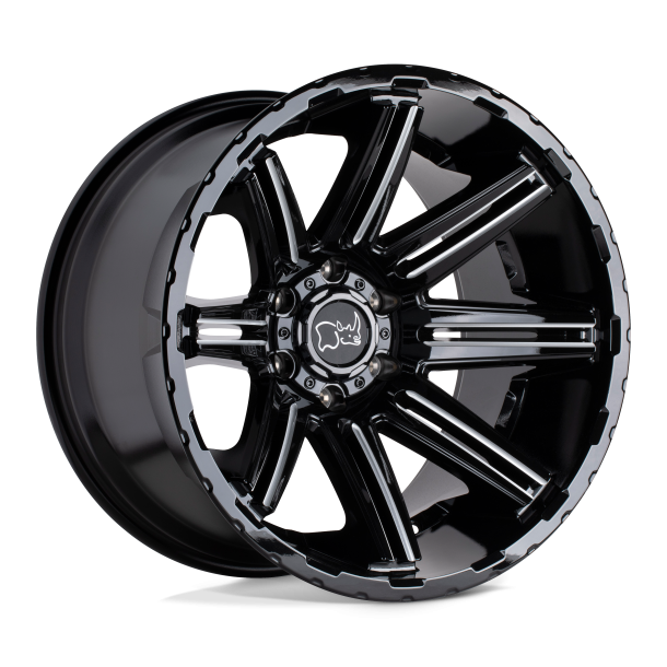 BLACK RHINO RAMPAGE Gloss Black w/ Mirror Cut Face & Translucent Clear 20X9.5 6X135 (BS 5.72) CB 87.10