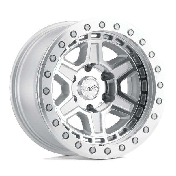 BLACK RHINO RENO Silver w/ Mirror Face & Silver Bolts 17X8.5 5X114.3 (BS 3.25) CB 71.50