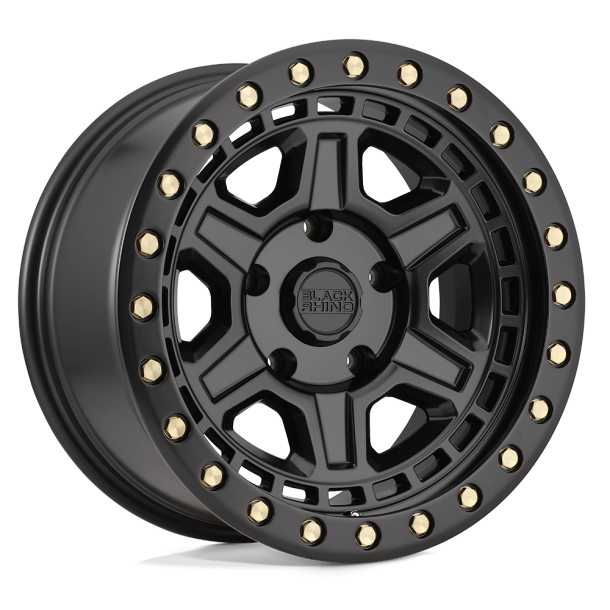 BLACK RHINO RENO Matte Black w/ Brass Bolts 17X8.5 5X114.3 (BS 3.25) CB 71.50