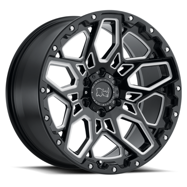 BLACK RHINO SHRAPNEL Gloss Black w/ Milled Spokes 17X9.5 5X139.7 (BS 5.25) CB 78.10