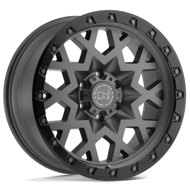 BLACK RHINO SPROCKET Matte Gunmetal w/ Black Ring 17X9.5 5X127 (BS 4.54) CB 71.50