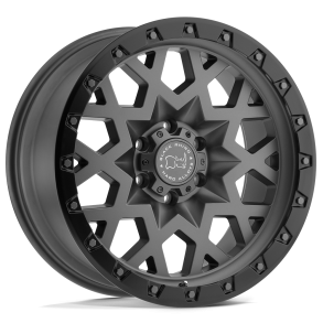 BLACK RHINO SPROCKET Matte Gunmetal w/ Black Ring 20X9.5 5X127 (BS 4.54) CB 71.50