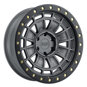 BLACK RHINO DALTON Matte Gunmetal w/ Black Lip Edge & Brass Bolts 17X9.5 5X127 (BS 4.78) CB 71.50