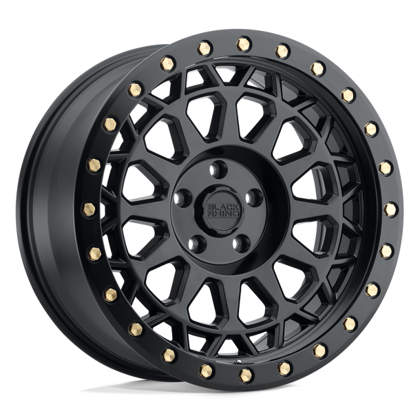 BLACK RHINO PRIMM Matte Black w/ Brass Bolts 20X9.5 5X127 (BS 5.25) CB 71.50