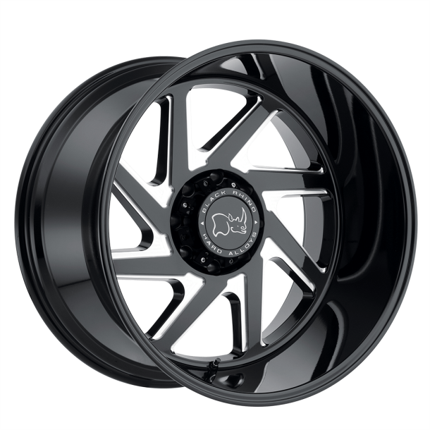 BLACK RHINO SWERVE Gloss Black w/ Double Milled Spokes 20X12 8X165.1 (BS 4.77) CB 122.40