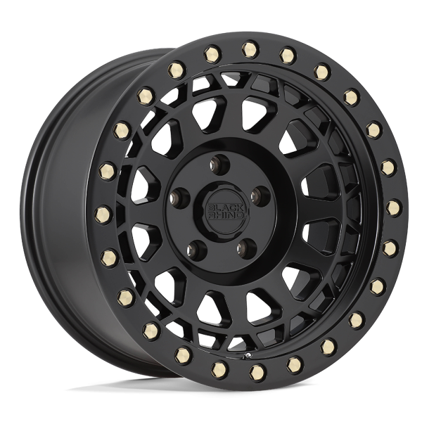 BLACK RHINO PRIMM Matte Black w/ Brass Bolts 17X8.5 5X114.3 (BS 3.25) CB 71.50