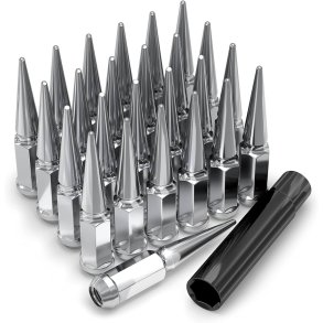 20 ea Chrome Spike lug nuts with Key – 7/16
